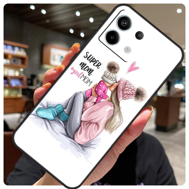 Baby Mother Brown Girl Family Case For Xiaomi Redmi Note 12 9 10 11 13 14 15 Pro Plus Cover For Redmi 13C 12C 10C 14C 15 C