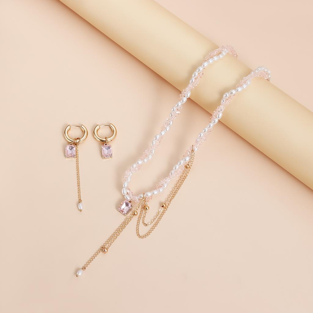 Elegant Multilayer Crystal Stone Choker Necklace for Women Vintage Creative Tassel Pendant Necklace Wedding Jewelry