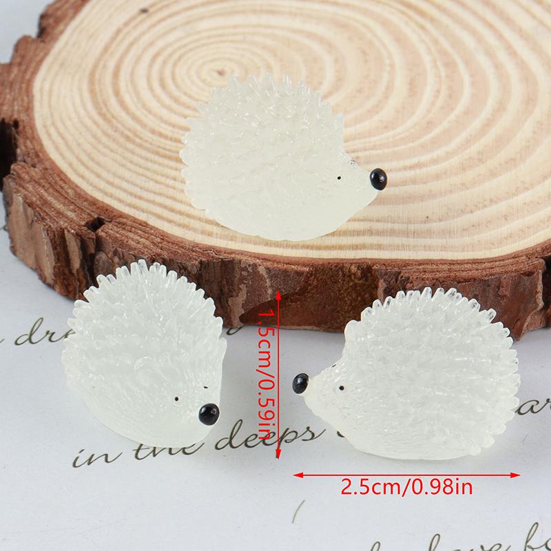 5Pcs/Set Colorful Luminous Hedgehog Decoration Resin Glow In The Dark Cute Animal Tank Aquarium Micro Landscape Decor