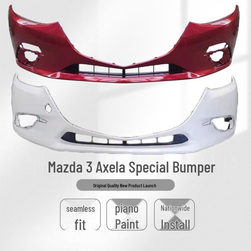 Kompatybilny z modelami Mazda 3 Axela 2014-2019, 2021; zderzaki przednie i tylne w różnych kolorach lakieru wypiekowego.