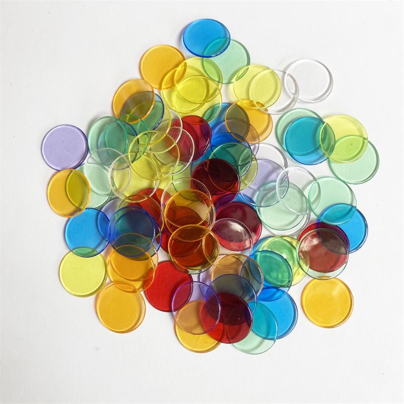 100Pcs 19Mm Transparent Chips Plastic Counting Supplies Counters For Maths Board Game Token