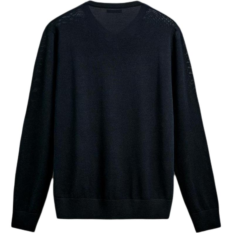 Zara Solid Color Simple Comfortable Long Sleeve Sweater Men Sweater Ocean-Blue 5755340-401