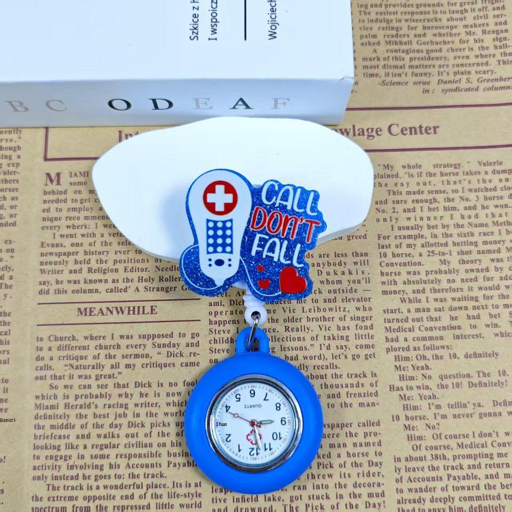 Shiny Cartoon Nurse & Doctor Badge Reel with Retractable PVC Pocket Watch Clip