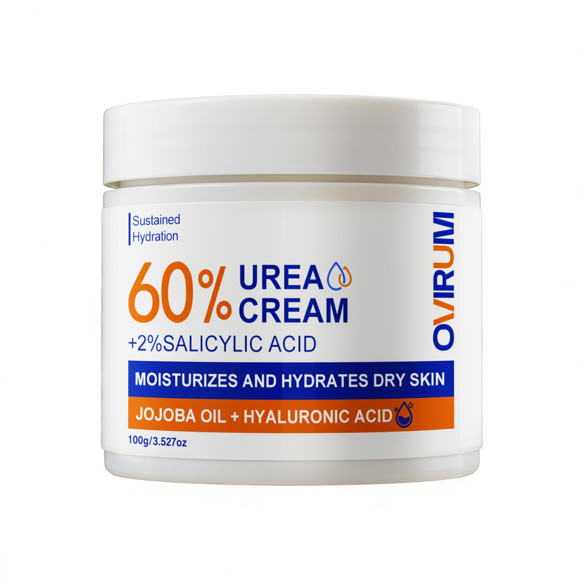 Крем с 60% мочевины для сухих ног, рук, коленей, локтей, увлажняющий и смягчающий мозоли, нежирный, мягко отшелушивает шелушения и омертвевшую кожу - 100 г