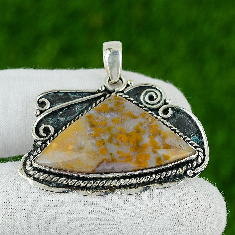 Gift For Women Pendant 925 Sterling Silver Natural Polka Dot Agate Gemstone