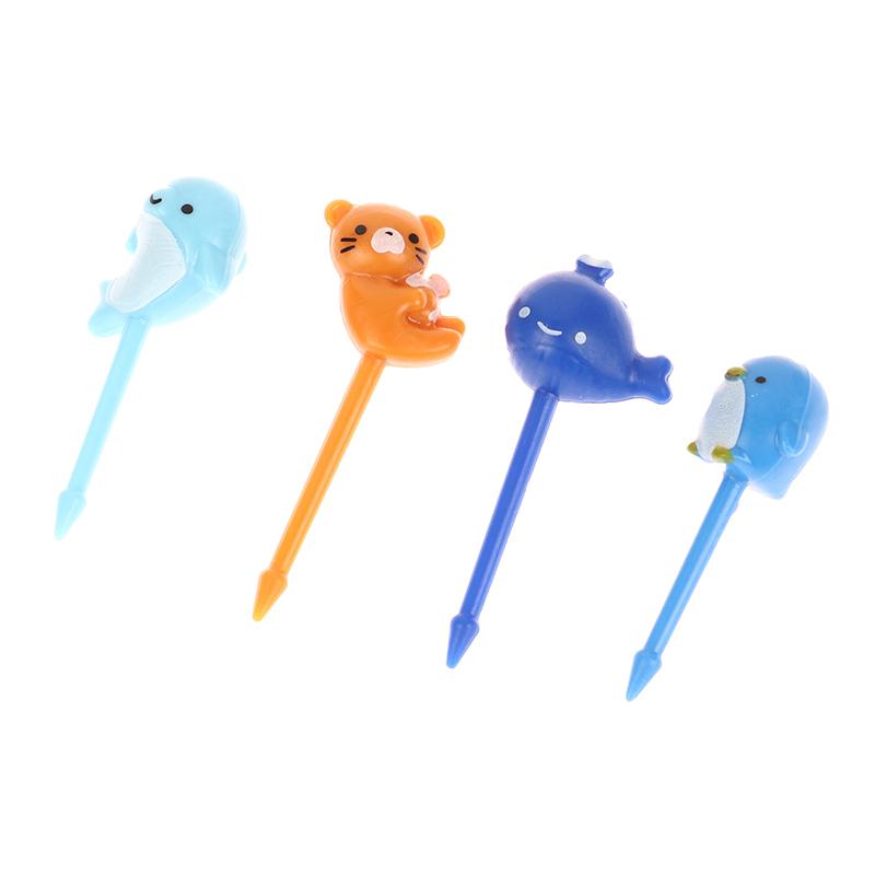 8Pcs/Set Cute Dolphin Fruit Fork Kids Snack Dessert Decoration Forks Toothpick Lunch Salad Decoration Cake Picks