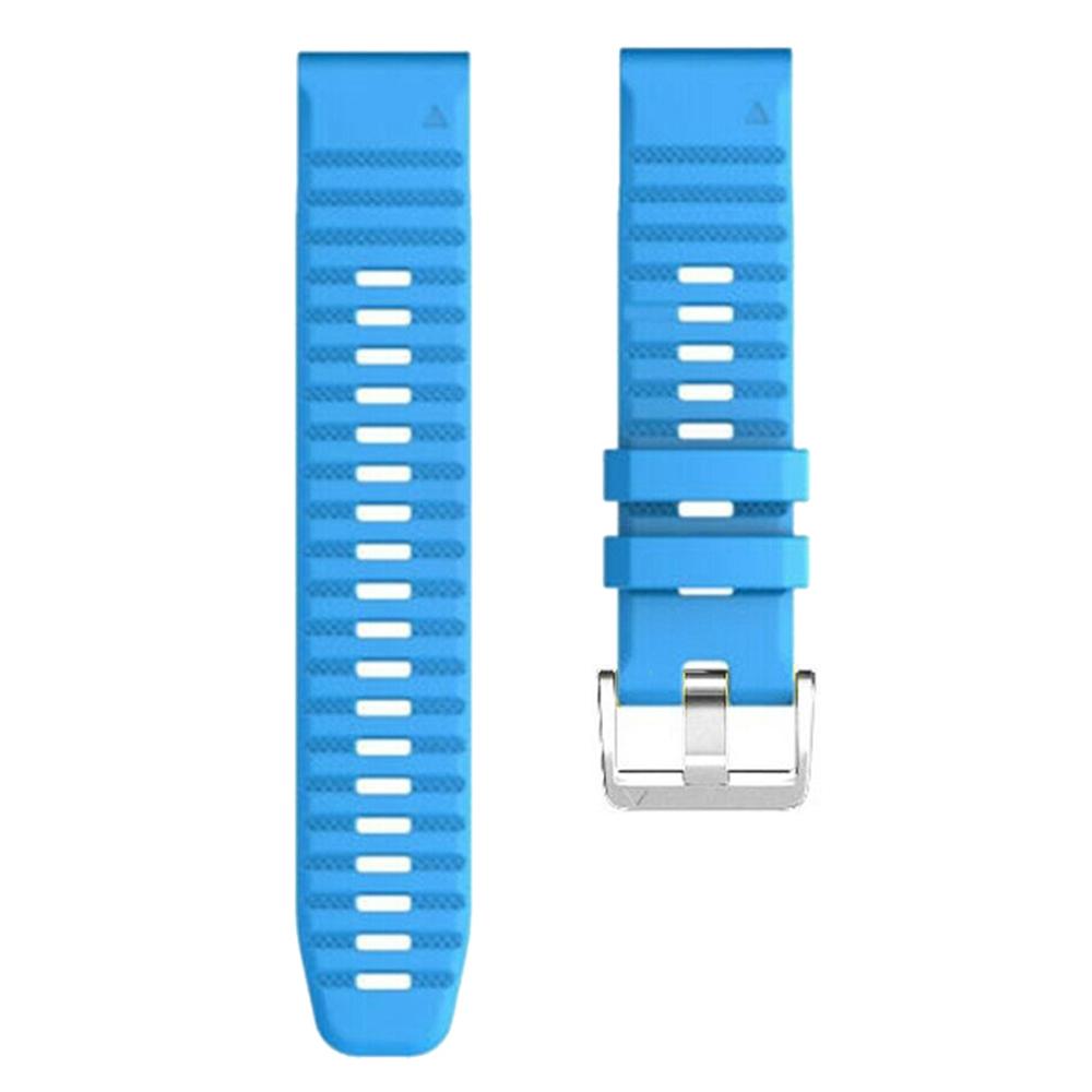 

For Garmin Tactix 7 Pro/Fenix 7X/Fenix 6X Pro 26mm Watch Band Silicone Wrist Strap with Steel Silver Buckle Red