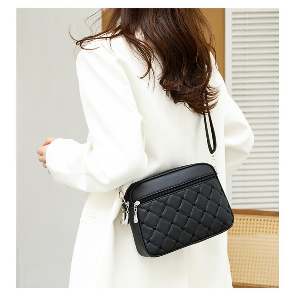 Ladies, Crossbody Bag, Multi-layer Bag, Embroidered Bag, Diamond Patterned Bag, Shoulder Bag, Women's Bag