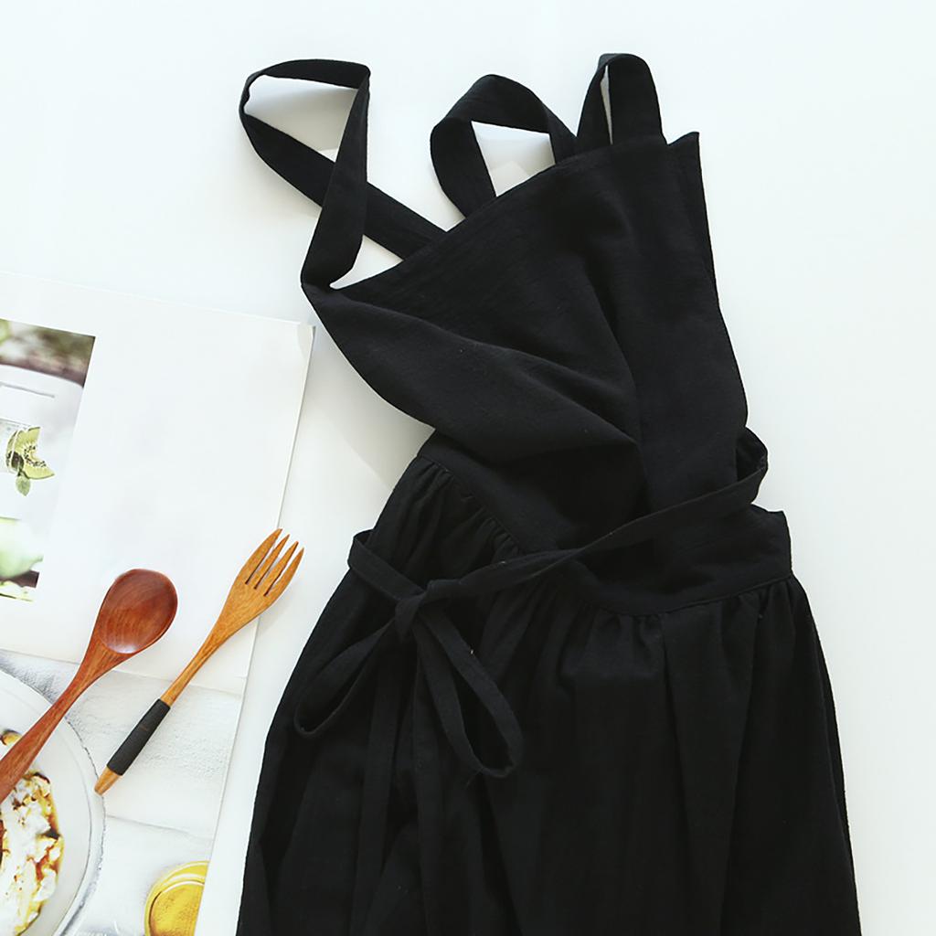 Cotton Linen Apron With Front Pocket Comfortable Breathable Fabric For Cooking And Baking Coffee Restaurant Waterproof