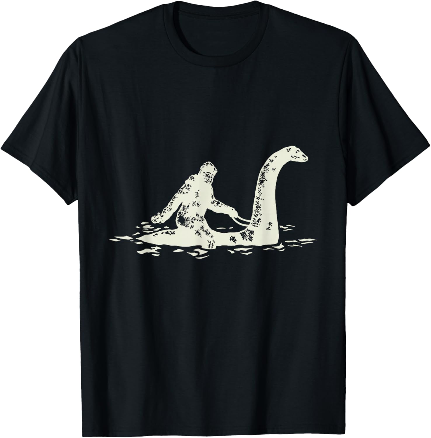 Bigfoot Sasquatch Riding The Loch Ness Monster Funny,Short Sleeve T-Shirt Unisex T-Shirt S