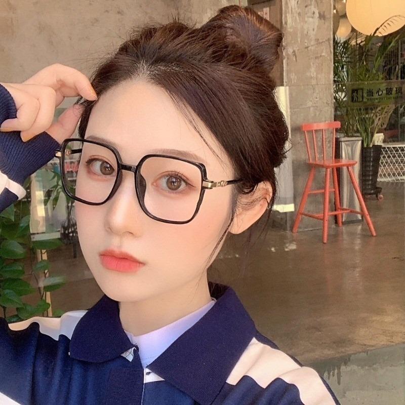 2PCS Korean Version of Large Square Frame Glasses Anti-blue Light/anti-radiation Male and Female Glasses