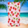 Watercolor Strawberry Print Beach Towel Quick Dry Lightweight Sweet Cute Fruit Print Towel for Summer Vacation Swimming Pool