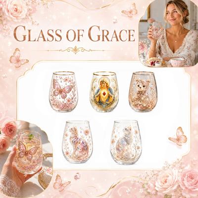 Glass Tumbler with Cat and Floral Design Hand Painted Stemless Drinking Glass Suitable for Water Juice or Wine Use Durable and Elegant