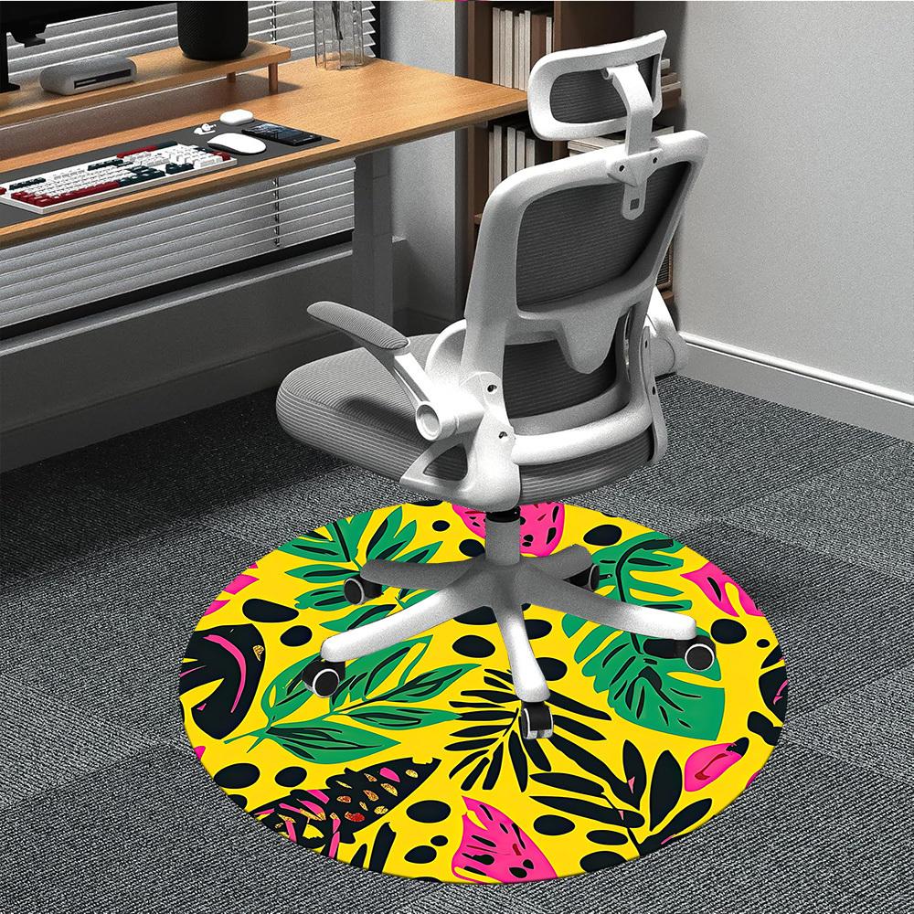 

1pc Tropical Leaves Pattern Chair Carpet for Office, Non-slip, Soft and Durable Office Rug, Perfect for Office yy260131031 80cm by 80cm