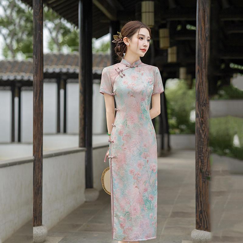 Guofeng new Chinese-style Suzhou long cheongsam improved young 1011 new women's high-end sense can be worn daily in summer