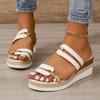 Γυναικεία μοντέρνα σανδάλια Colorblock, Slip On Casual Summer Beach Slides, Αντιολισθητικές Wedge Slides