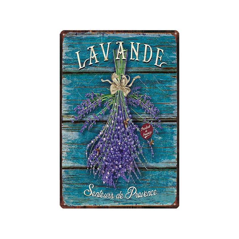 Garden Lavender Metal Plate Purple Flower Farmhouse Tin Signs Plaque Wall Art Home Garden Vintage Decor