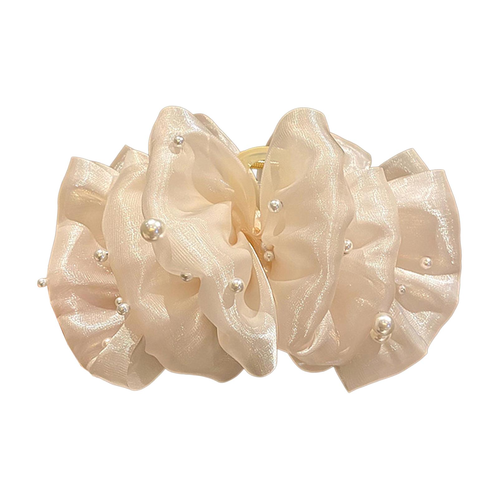 

Элегантный бант-заколка для волос для женщин, преувеличенная сетка-пузырь, жемчужная акулья заколка, повседневные аксессуары для волос в корейском стиле с бантом для девочек