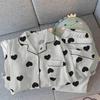 Pajamas Women'S Spring Wrinkled Cloth Long-Sleeved Love Sweet Fashion Loungewear Two-Piece Set Can Be Worn Outside