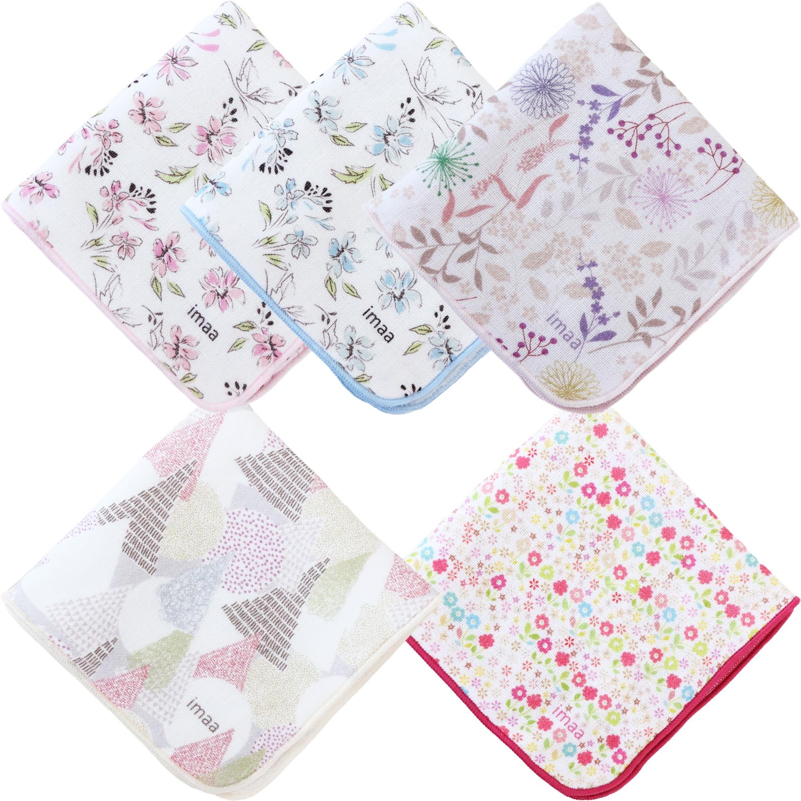 

imaa Towel Made in Hand B Set Women s Handkerchiefs, Japan, 100% Cotton, 25cm, Towel, Assortment, 5-Piece