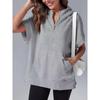 Women's Hooded Short Sleeve Half Zip Oversized Casual Sweatshirt With Pockets