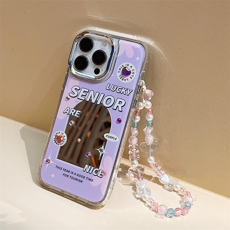 Zhitai iPhone 15, 16 Pro Case with Mirror and Diamond Chain for iPhone 12, 13 Pro, 14