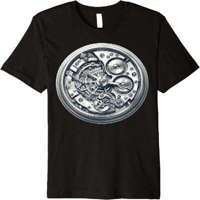 T-shirt Premium Design d'Engrenage d'Horloge Intricat avec Éléments Steampunk