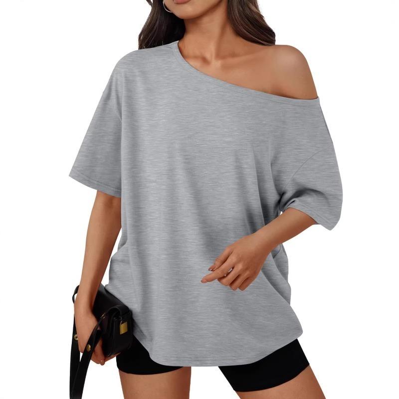 Women's Off-the-shoulder Loose Short-sleeved T-shirt Summer Casual Fashion Clothing