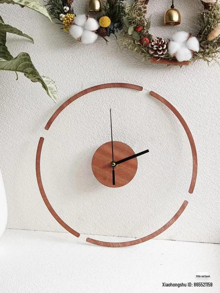 DIY Handmade Dried Flower Embossed Wall Clock with Wood Grain Border
