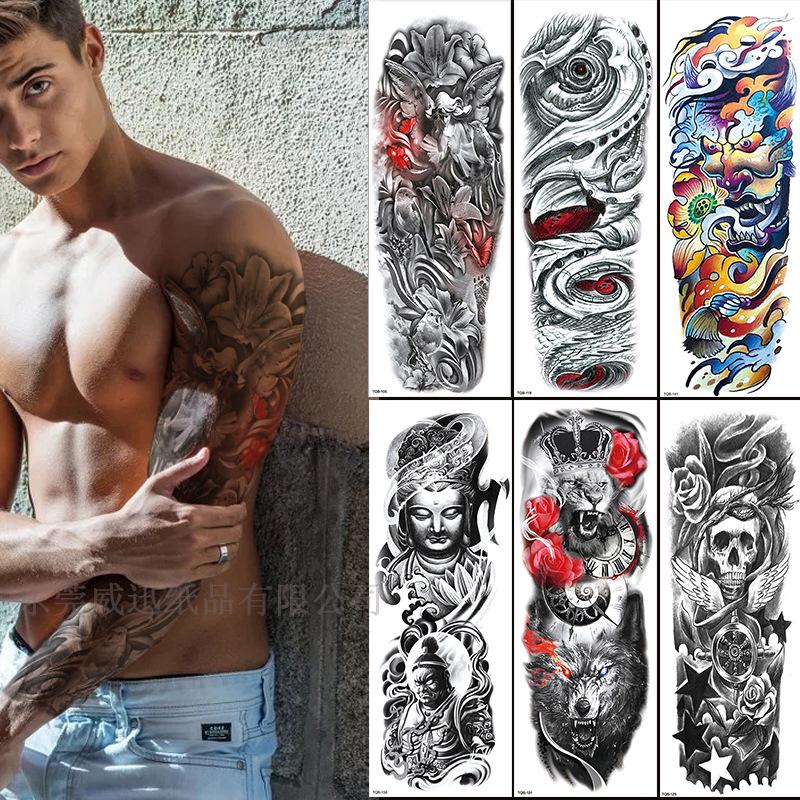 Full Arm Flower Tattoo Stickers - Large Image Design