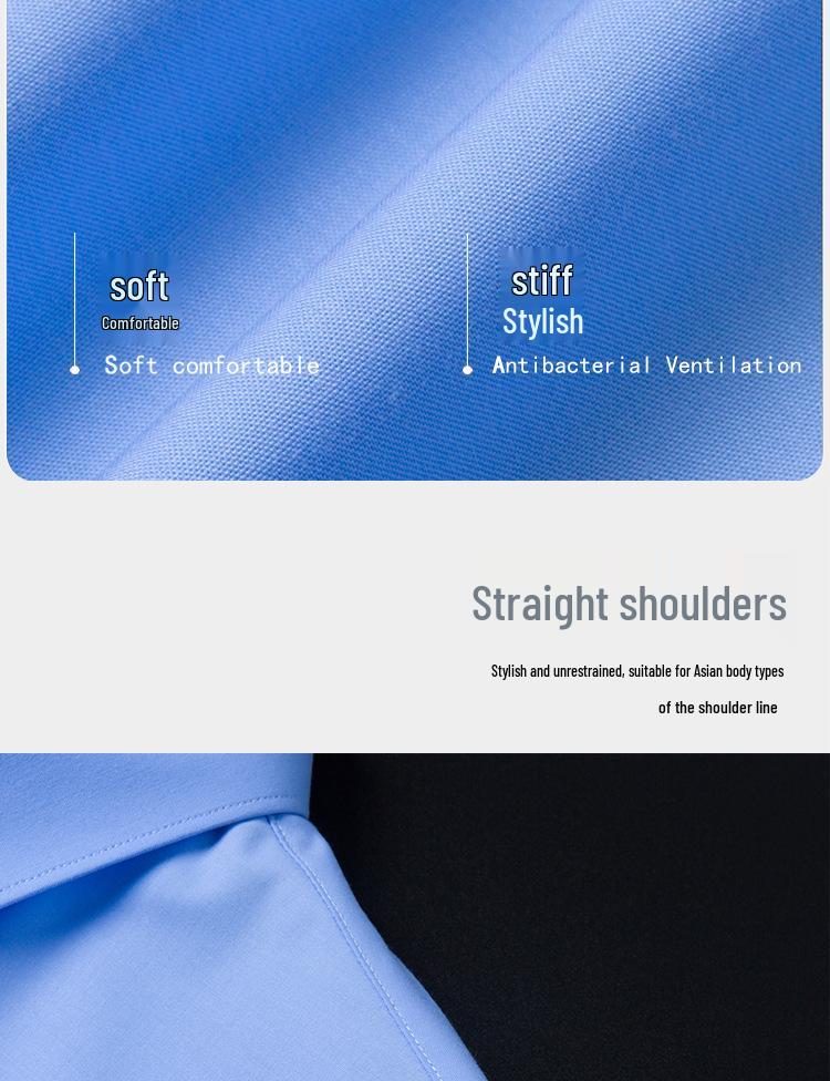 Męska koszula z długim rękawem z włókna bambusowego, elastyczna – nie wymaga prasowania, wielokolorowa, strój biznesowy casual