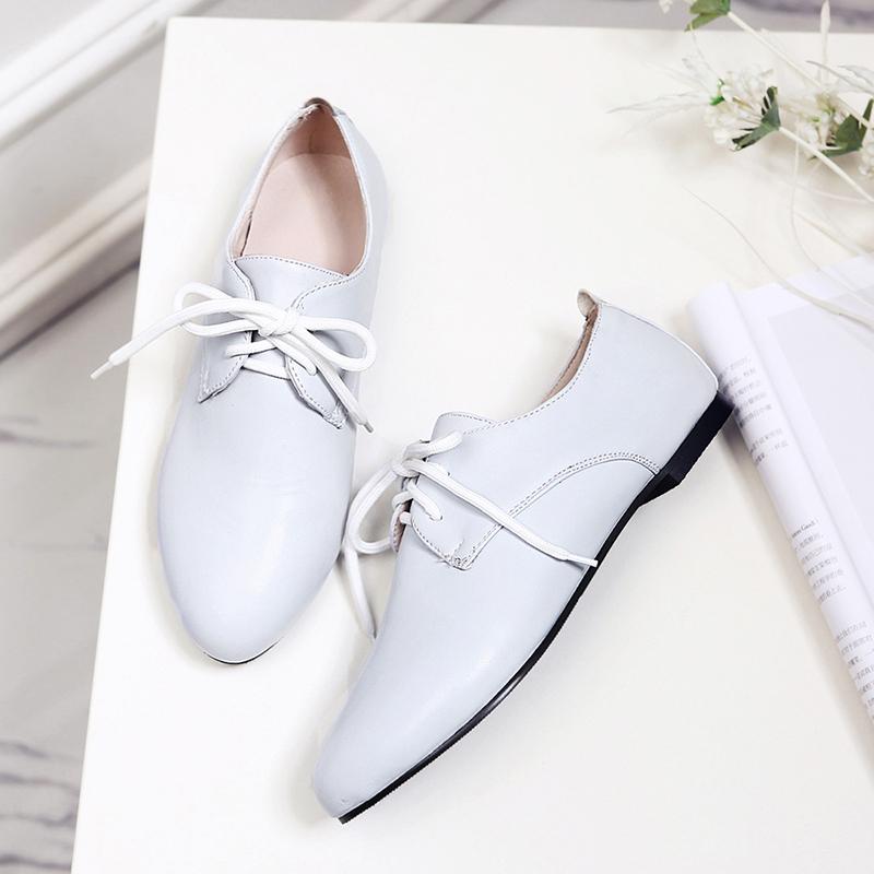 Scarpe basse da donna a stringa moda stile college britannico casual scarpe basse comode taglie grandi a taglio basso