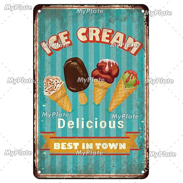 [MyPlate]Ice Coffee Metal Sign Vintage Plaque Tin Sign Kitchen Decor For Bar Sign Club Decoration Man Cave Plate Tea Poster