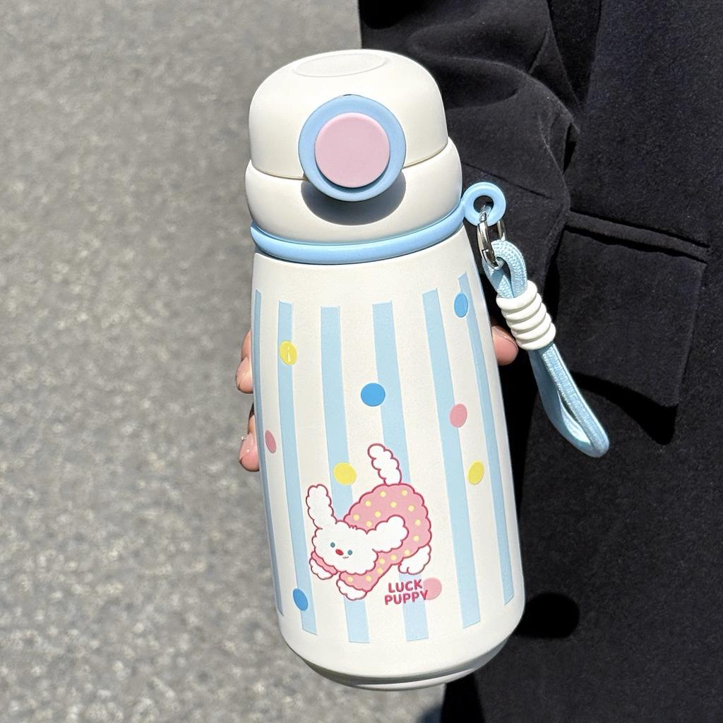 Water Bottle Cute Apple Dog Cartoon Thermos Cup Sturdy Lifting Ring Easy To Carry a Cup Double Drinking Cup