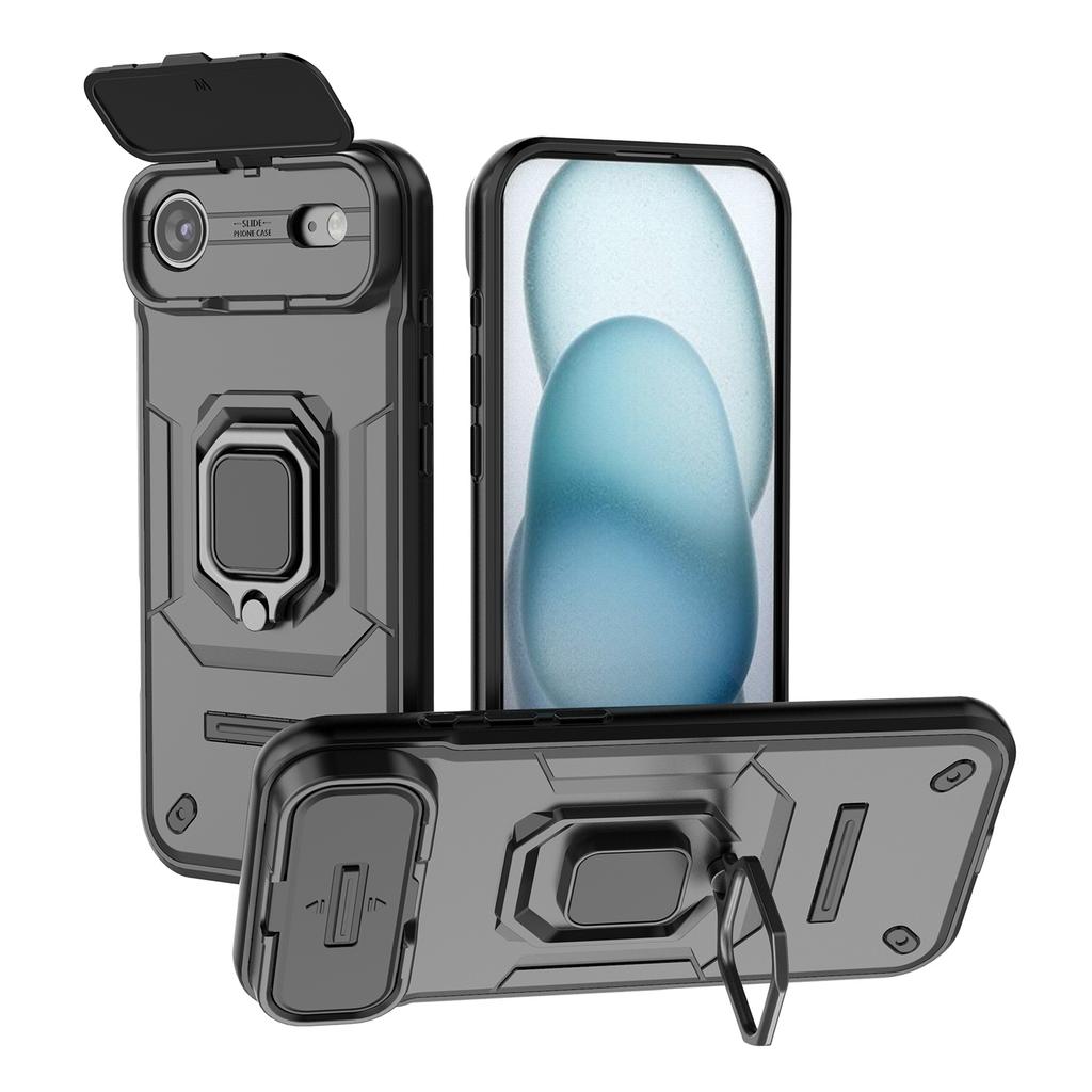 For iPhone 17 Air Case PC+TPU Kickstand Phone Protector with Lens Cover