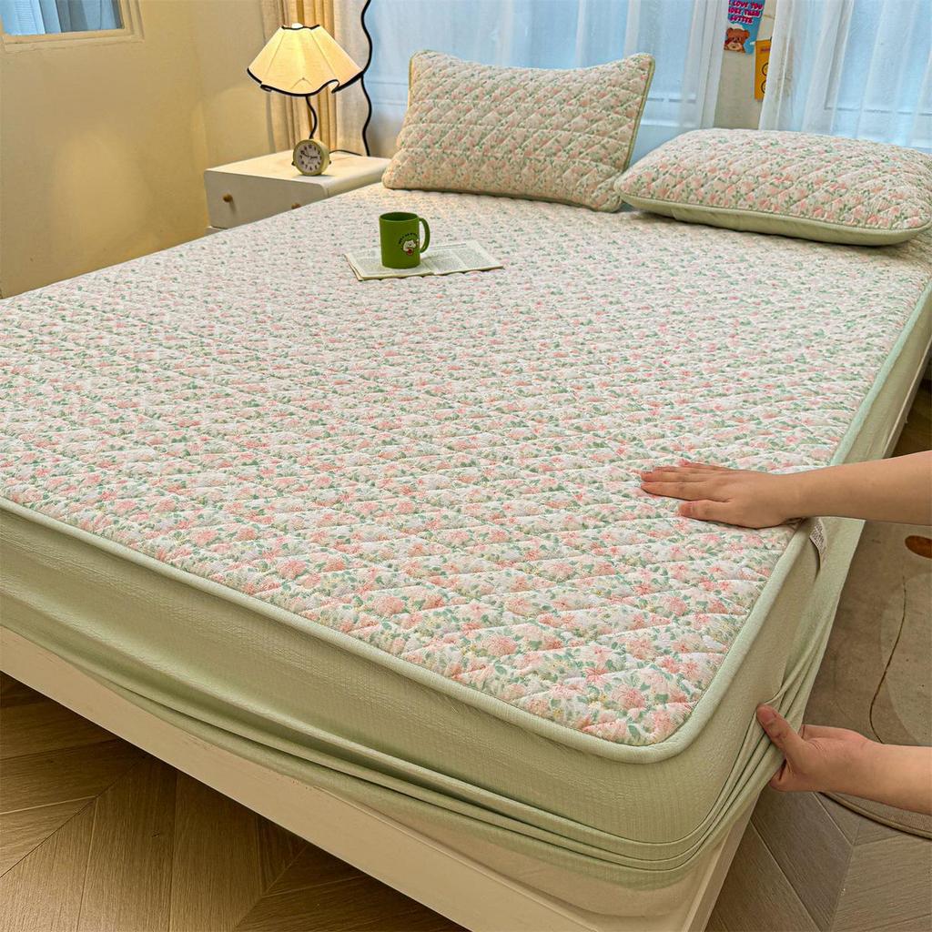 Retro Crinkle Cotton Quilted Fitted Sheet Set - 3 Piece 2025 Edition