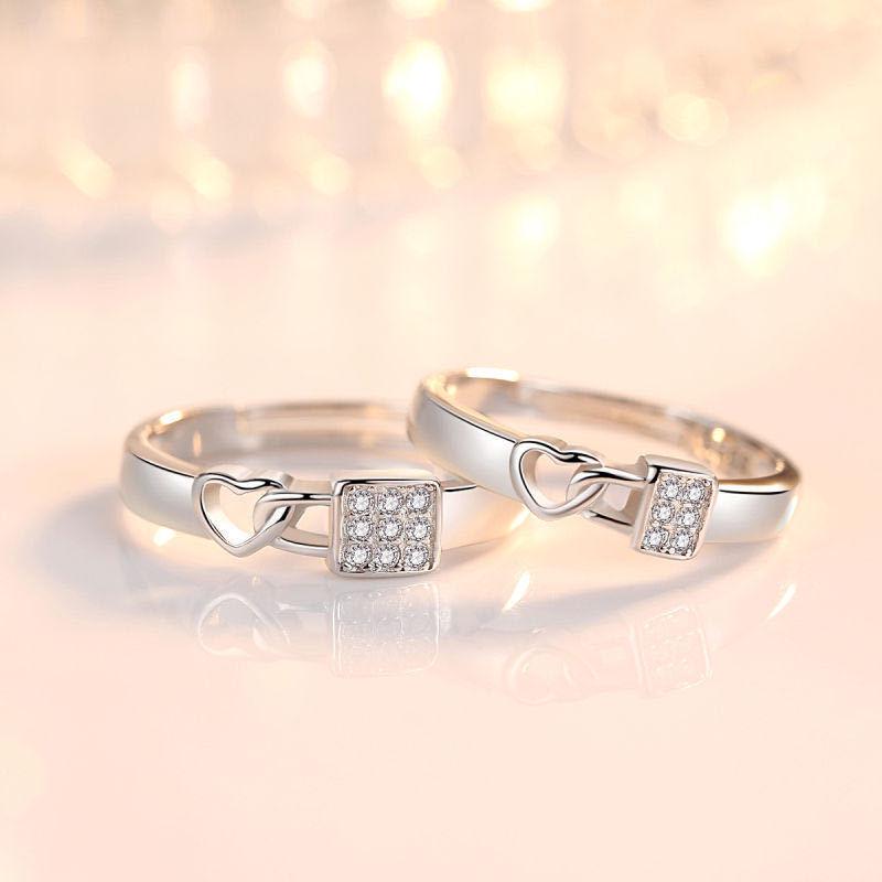 

Lock Heart Couple Rings: Korean Style, Luxurious, Adjustable, Sweet Love Pair Rings Adjustable
