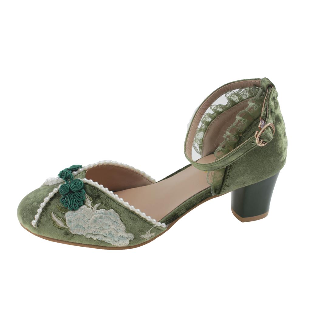 New Women Dress Shoes High Heels Mary Janes Shoes Denim Pumps Ankle Strap Ladies Shoe Office Zapatos Mujer