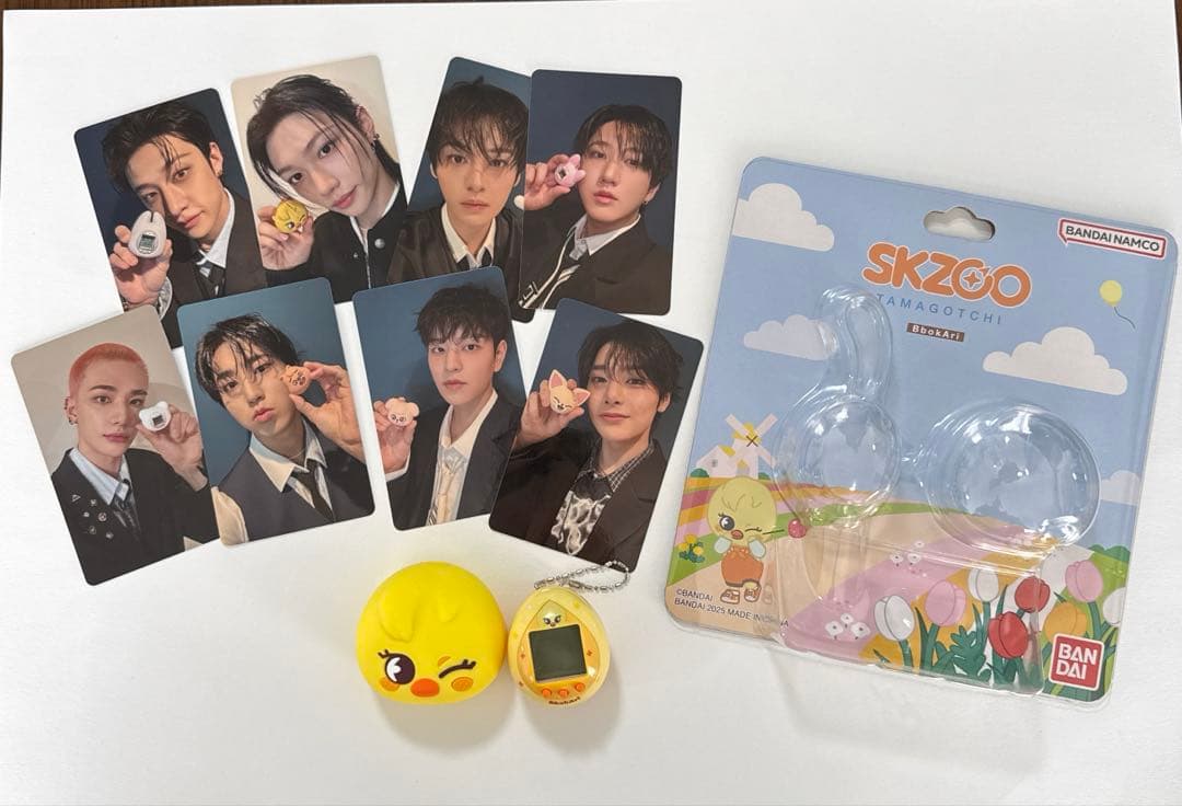 [USED] Pogari Tamagotchi, Bonus 8 Trading Cards SKZOO Felix