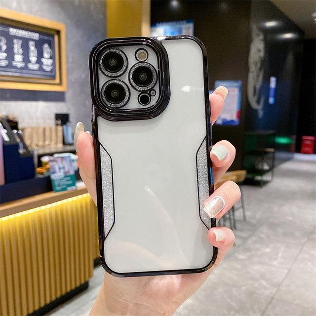 Clear Plating Bumper Phone Case For Iphone 14 13 12 11 Pro Max 14 Plus 14pro Shockproof Lens Protection Transparent Back Cover