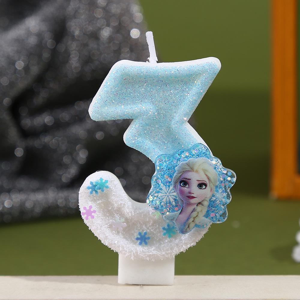 Snowflake Princess Handmade Birthday Candle Numbers 0-9 for Cake Decoration