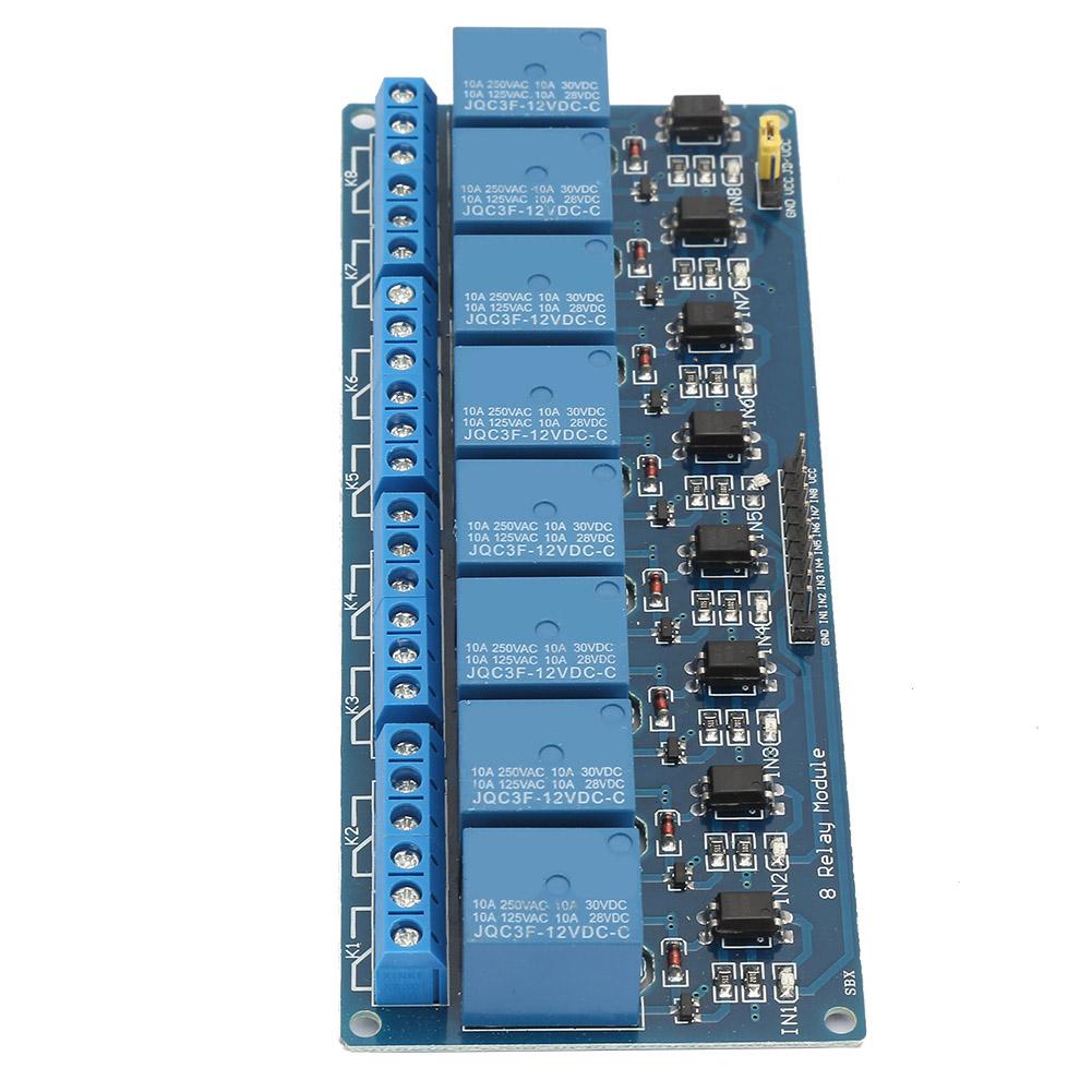 8 Channel Relay Module with Optocoupler Isolation Blue Board PLC Relay Module for Control(12V)