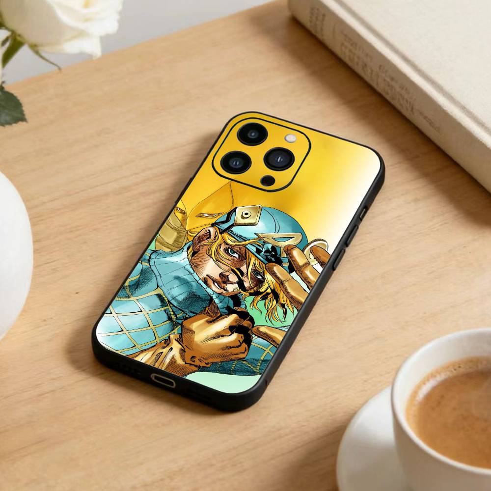 Anime Jojos Bizarres Adventures Phone Case For iPhone 16,15,14,13,12,17,Pro Max,Plus Silicone Black Case