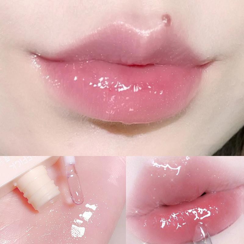 Women Clear Lip Gloss Moisturizing Lip Balm  Jelly Lip Oil Non Sticky Plumping Red Lipstick Gloss Cosmetic Lip Care Tool