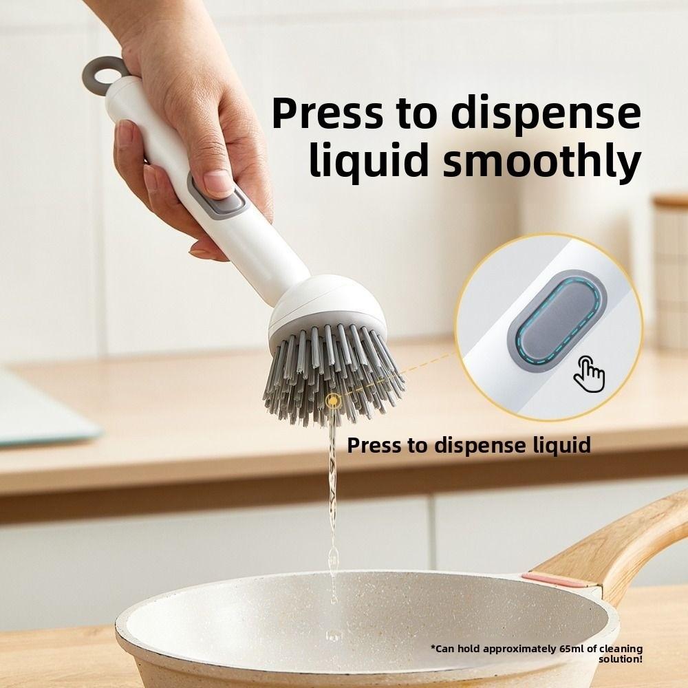 Press Out Liquid Refillable Liquid Washing Brush Dishwashing Brush  Kitchen Pots Dishes Sink
