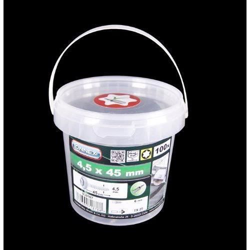 CON:P B30167 Lot de 100 vis étanches Torx 4,5 x 45 mm, avec rondelle d'étanchéité, en acier inoxydable A2, avec 1 embout