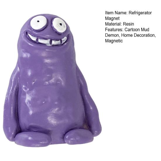 Cartoon Mud Demon Refrigerator Magnet Resin 3D Resin Decorative Magnet Home Kitchen Office Whiteboard Locker Fridge Accessories