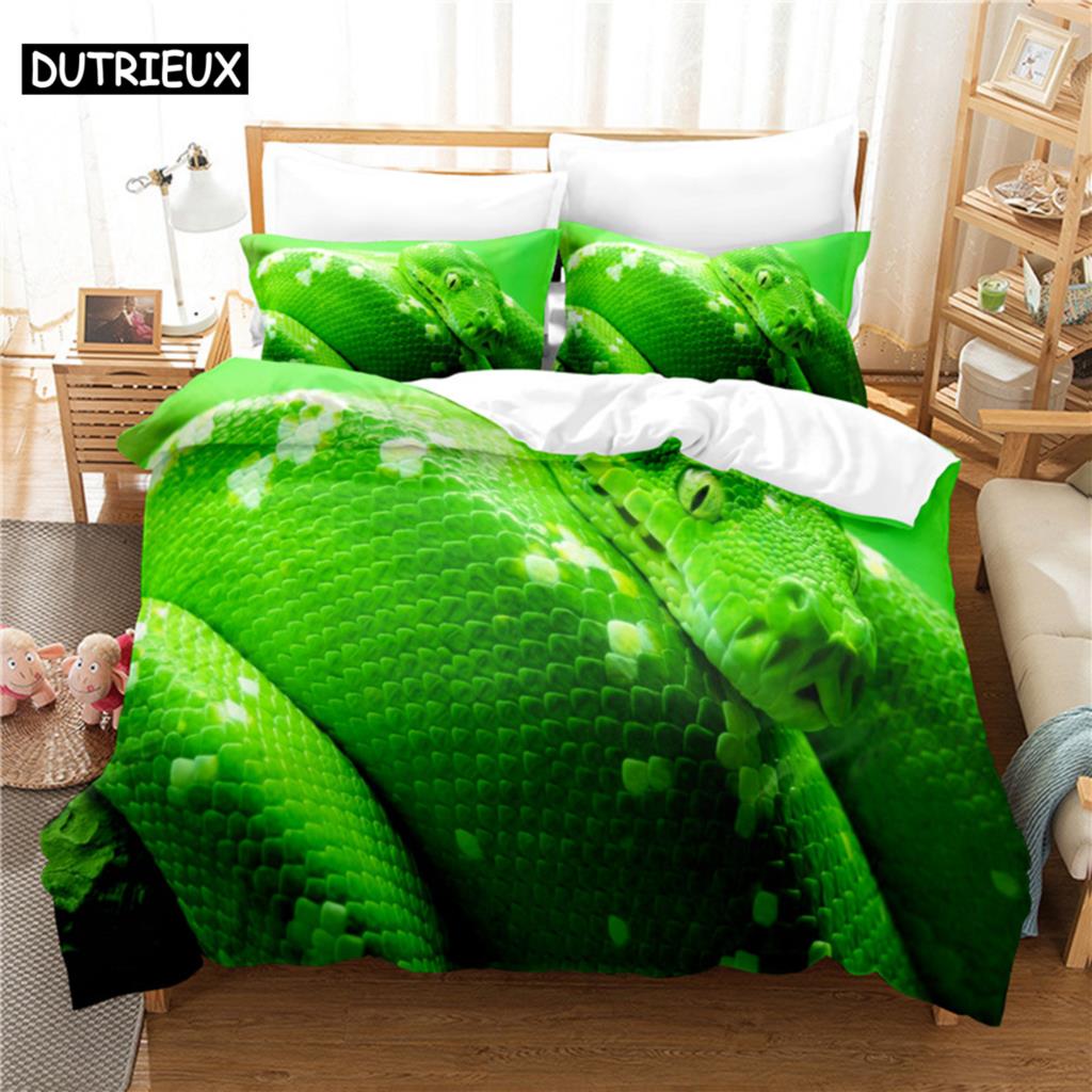 3D Digital Printing Gren Snake Soft with Soft Fabric Duvet Cover - Fashion Design Soft Nice Warm Durable