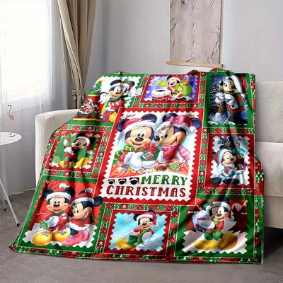 1Pc Mickey Minnie Christmas Blanket Soft And Comfortable Casual Warm Camping Travel Christmas Halloween Xmas Gift M924399