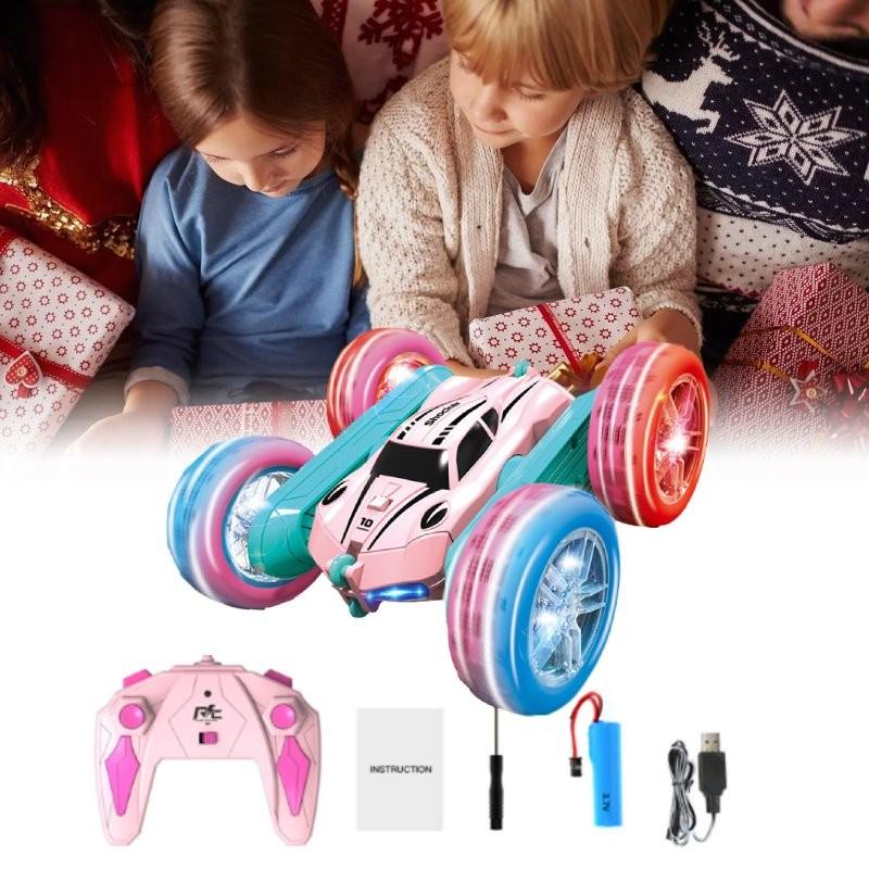 Amazing Colorful Remote Control Stunt Car With Light Up Wheels For Kids Fun